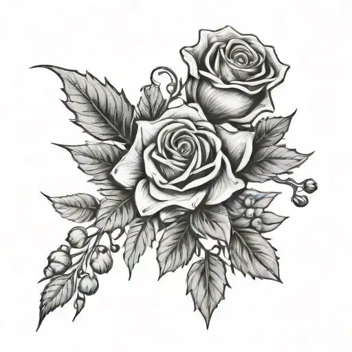 Daisy Violet Rose Holly Flower Bouquet