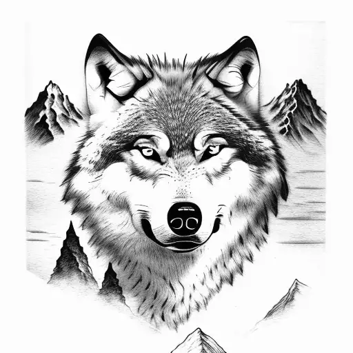 Wolf With Mountain Background