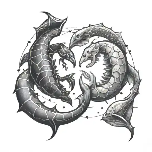 Scorpio And Pisces Zodiac With Star Constellation