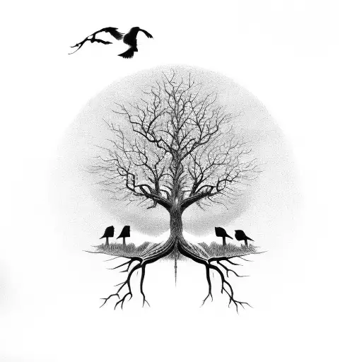 Tree Of Life With Norse Crows