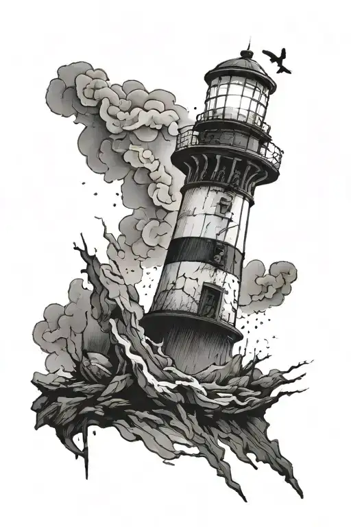 A Lighthouse Growing From A Broken Light Bulb