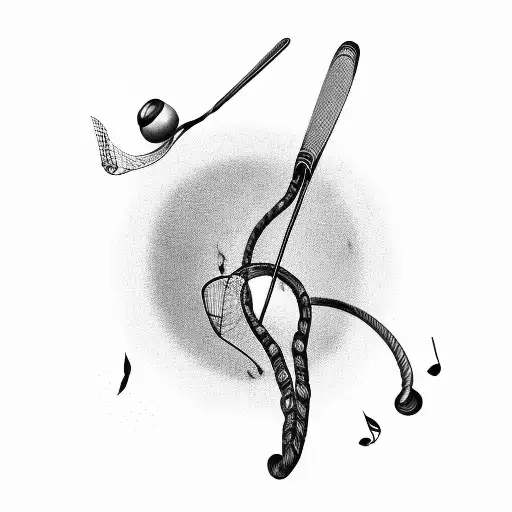 A Badminton Racket Entwined With Coffee Beans And Musical Notes