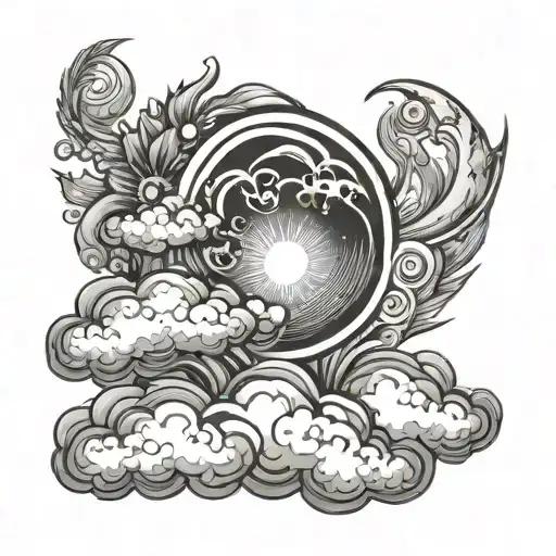 Sun Moon Cloud Background
