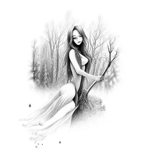 Forest Nymph Surrounded By Trees