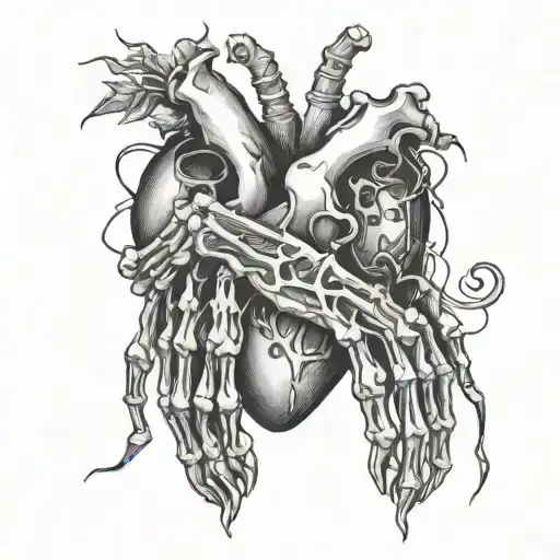 Skeleton Hands Stitching Heart