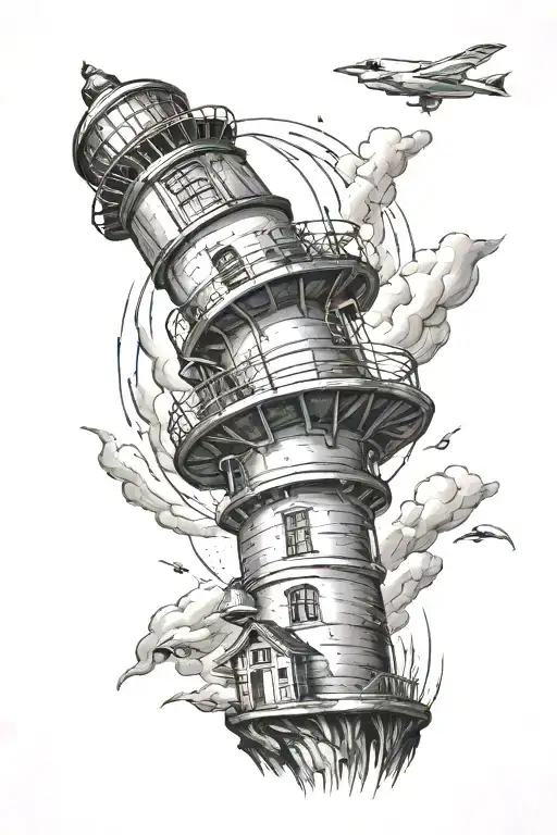 A Lighthouse Growing From A Broker Light Bulb