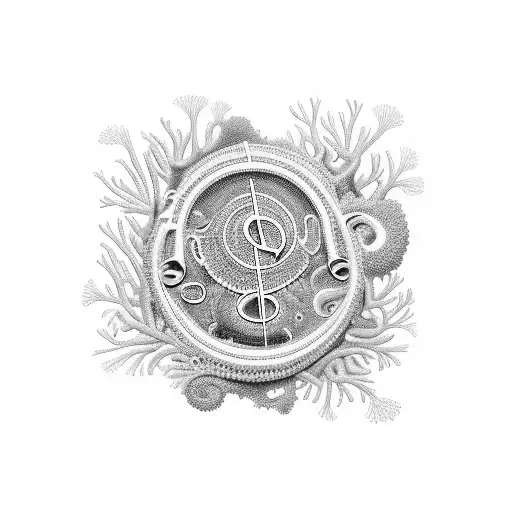 A Music Note Intertwined With Coral Reefs And Colorful Fish