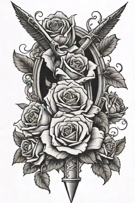 A Broken Sword With Roses