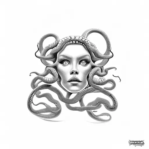 Medusa C9m Cqbelos De Serpentes Com Fogo Ao Redor