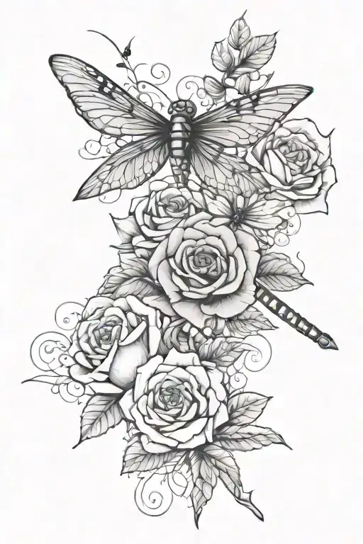 Airplane Roses Blooming Dragonflies And Butterflies