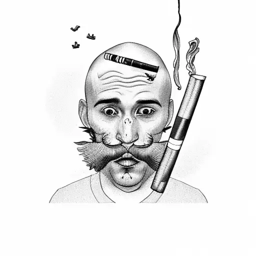 A Smoking Guy With A Clock As His Face