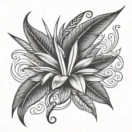 Bird Of Paradise Polynesian Style Tattoo Design Combining Elements