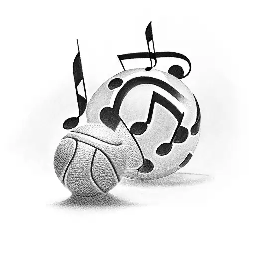 A Volleyball With Musical Notes Representing The Client's Passion For Both Volleyball And Music