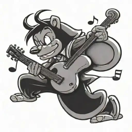 A Tattoo Of A Cartoon Character Playing A Musical Instrument