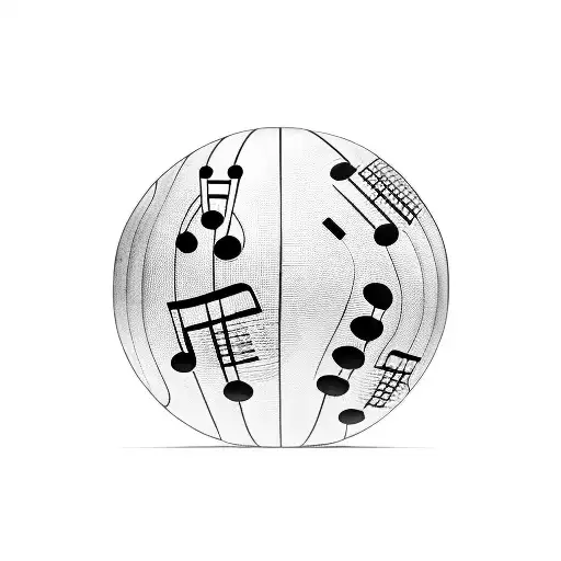 A Volleyball With Musical Notes Representing The Client's Passion For Both Volleyball And Music