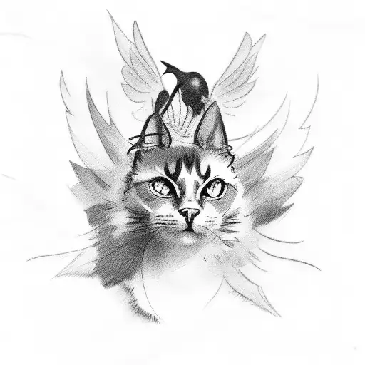 Black Cat With Crow Wings