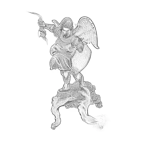 An Angel Fighting A Demon