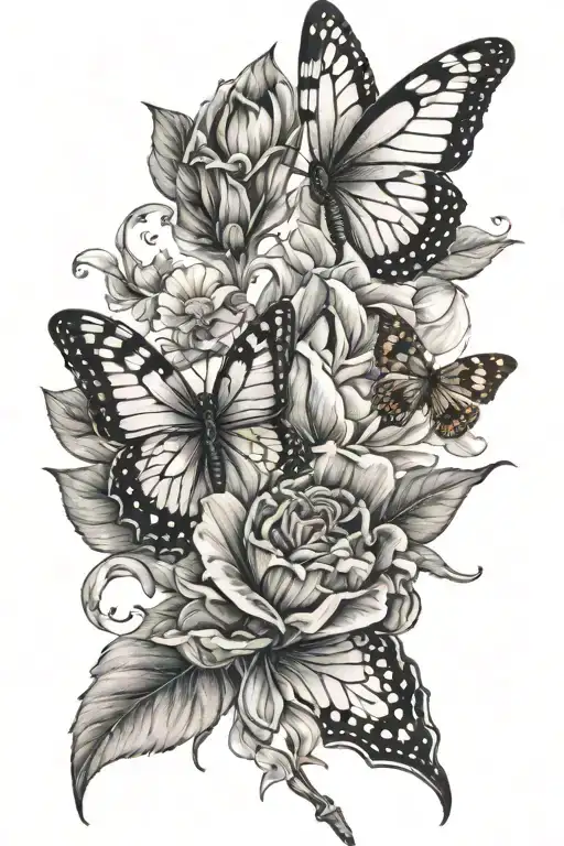 December And May Birth Flowers With Buttrflies