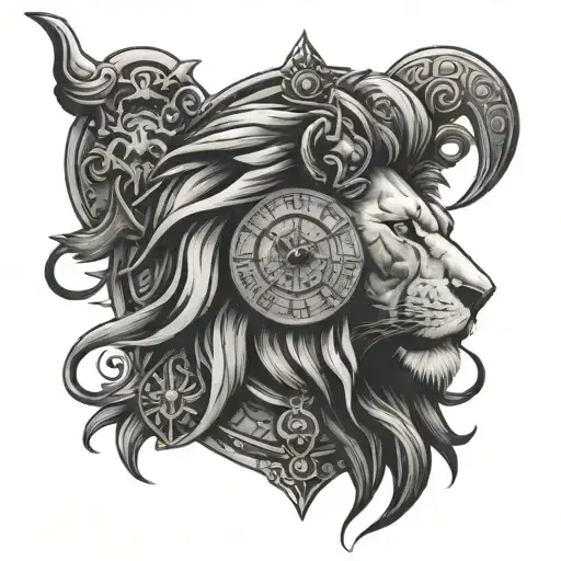 Lion Head Clock Gladiator Stands