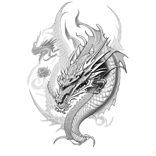 Dragon With Roses