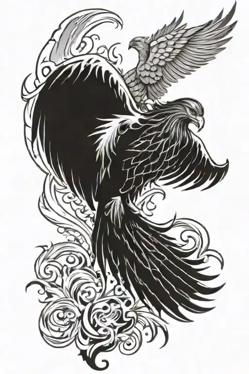 Jesus And A Phoenix Rising From The Ashes