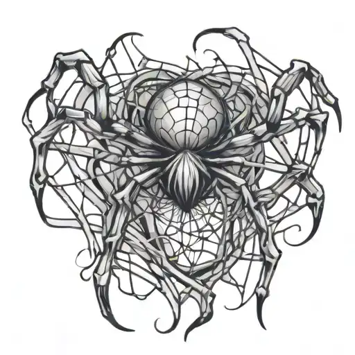 Create A Tattoo Of A Spider Weaving A Web Around A Broken Heart