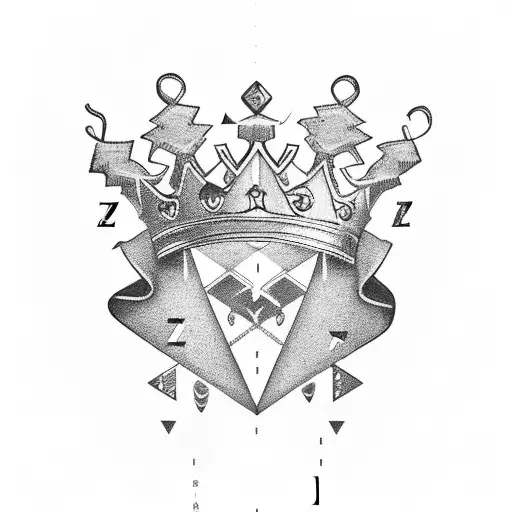 Letter Z With A Crown And Rays Of Light
