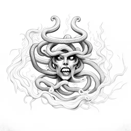 Flying Medusa With Fire