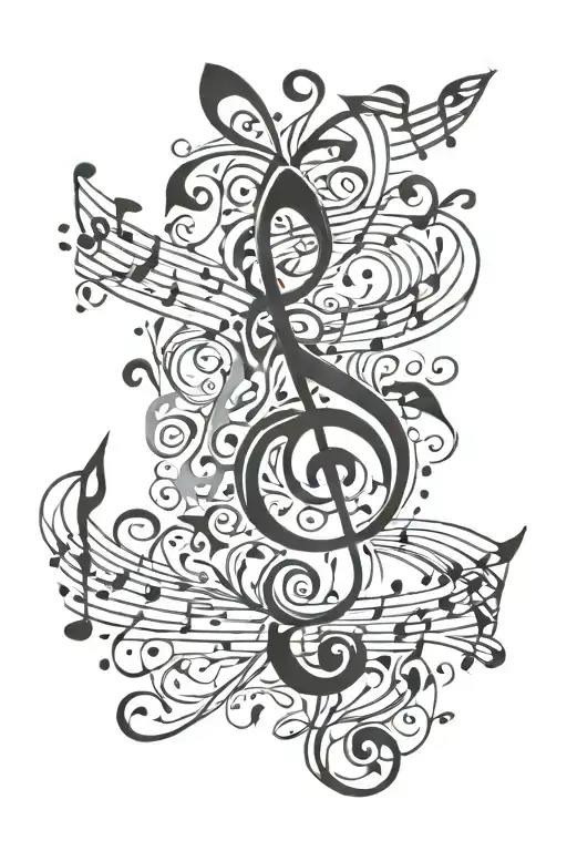Music Notes Flowing As A Background Behind Existing