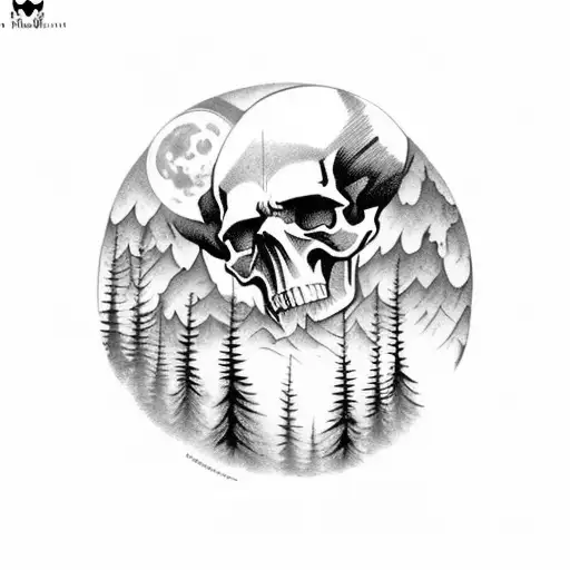 Skull Forest Night Dark Moonlight