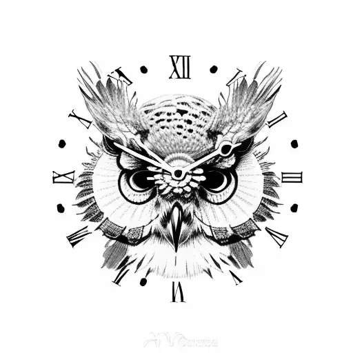 Clock Skull Roses Cross Owl