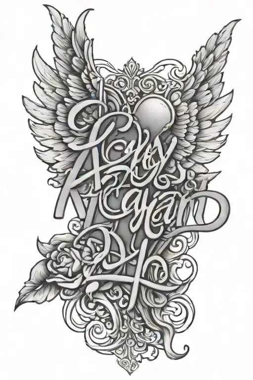 The Name Kayani Shaded In Cursive Letters With Angel