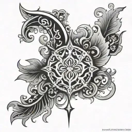 Design A Black And Grey Ornamental Tattoo With Hidden Symbols Representing Different Aspects Of Life