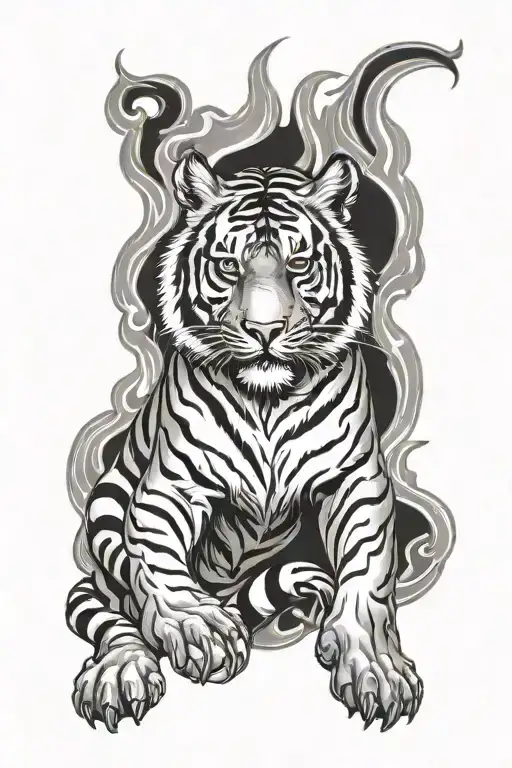 Tiger With Flames Leg