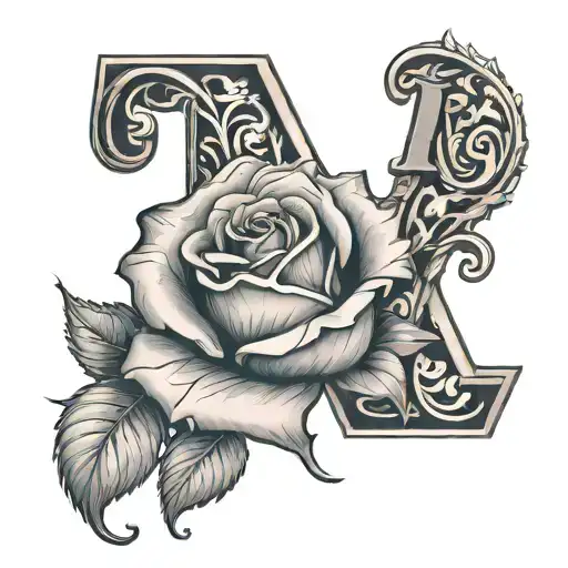 Letters R W G With A Rose Wrapped