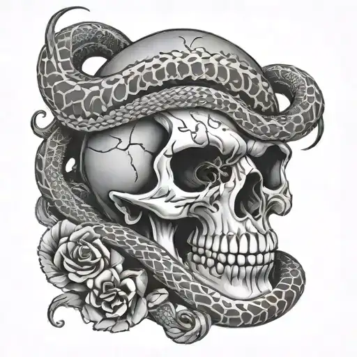 Skull With Snake