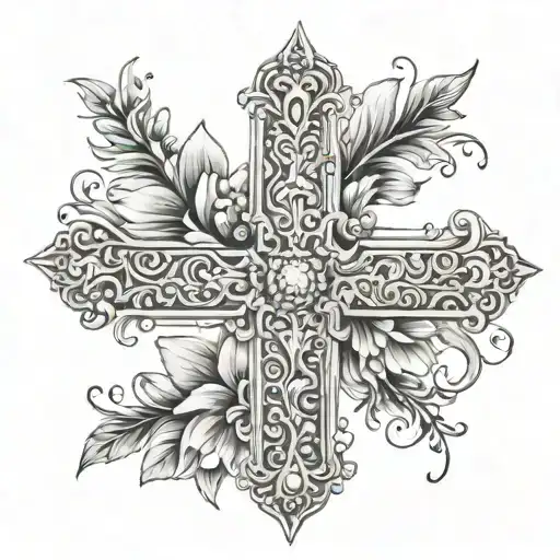 Blank Space Cross With Flowers