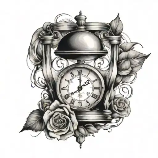 Clock And Hourglass On Half Arm And Shoulder