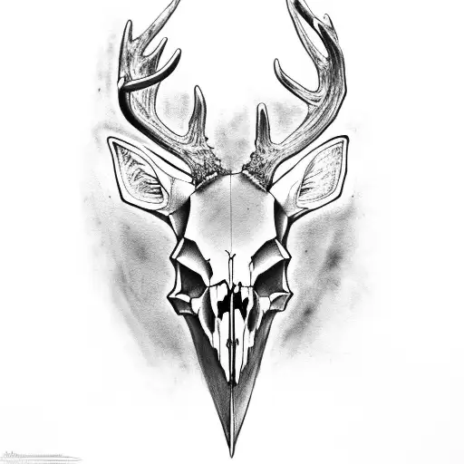 Deer Skull And Tooled Leather