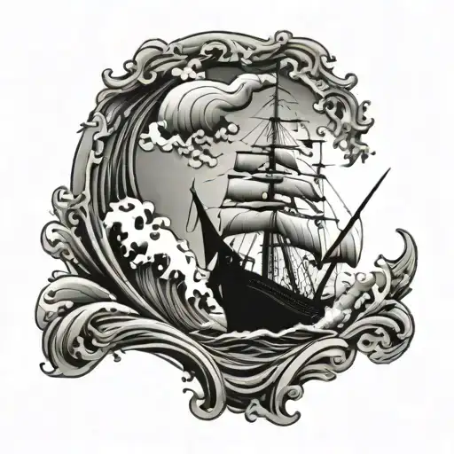 Ocean Wave Anchor Ship