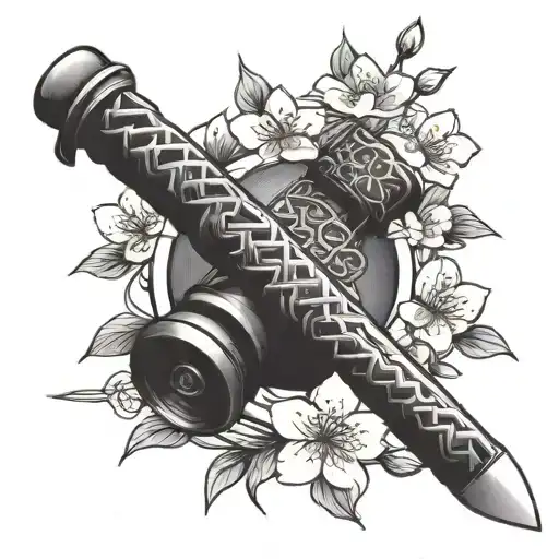 Samurai Sword With Cherry Blossoms