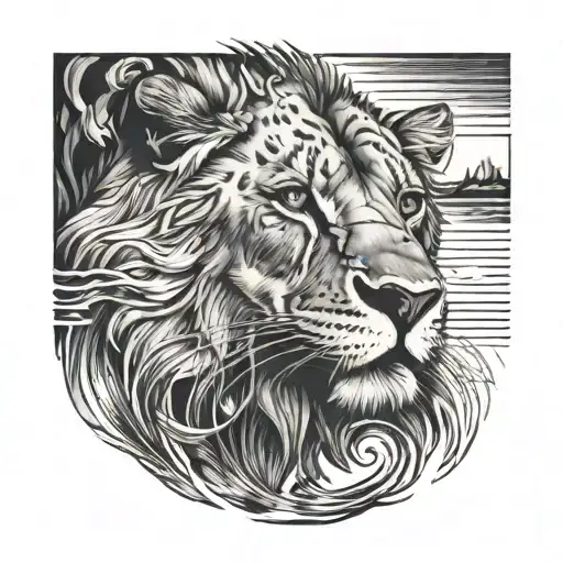 Cub's Reflection Into Water A Grown Up Lion