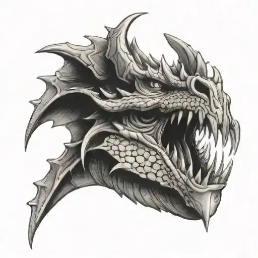 Dragon Head Half Scaled Half Bone Portrait