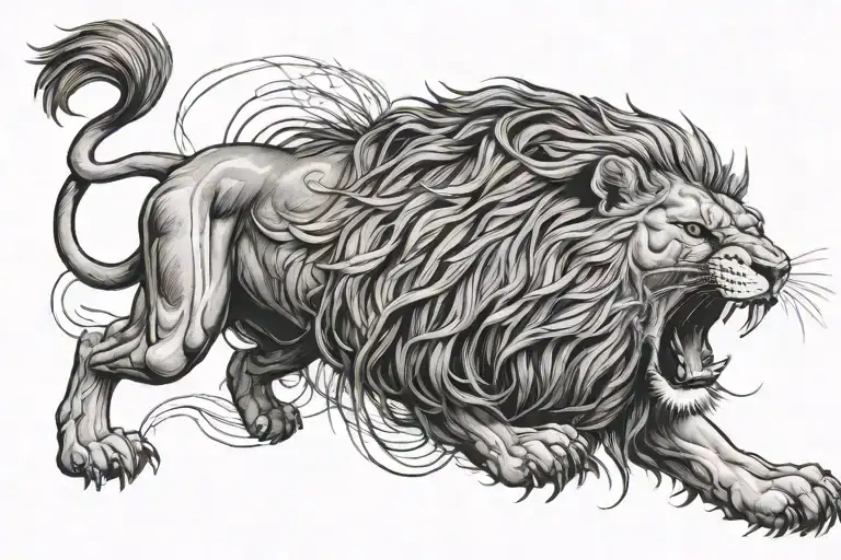 Roaring Lion Showing The Lions Full Body