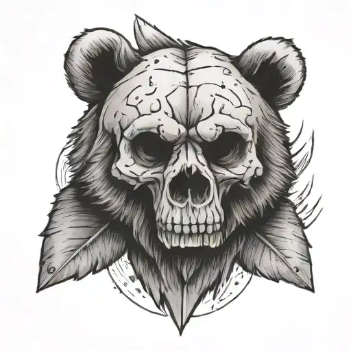 Stone Arrowhead With The Skull Of A Bear