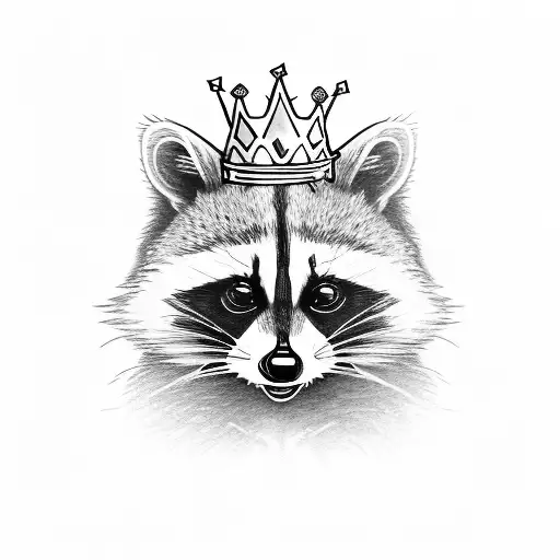 Raccoon With A Crown Holding A Capri Sun