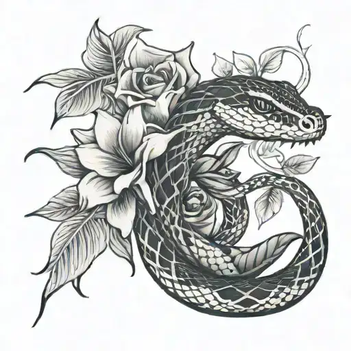 Flowers And A Snake Portrait