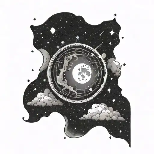 Night Sky With Moon And Gemini Constellation Formed