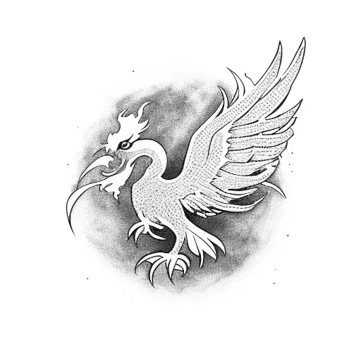 Phoenix Bird Rising From A Basketball Hoop