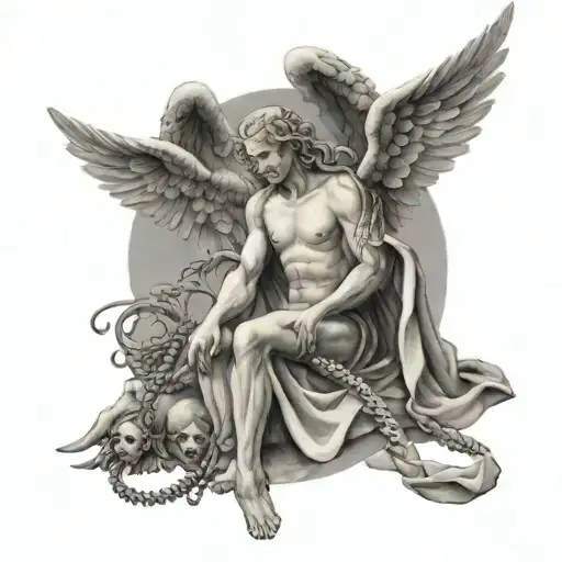 Angel And Back And Rosary And Childhood And Staff Of Aesculapius